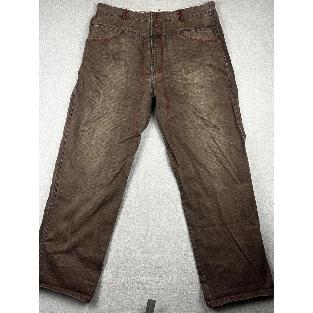 Marithe Francois Girbaud Jeans Mens 42x33 Brown Hip-Hop Grunge Denim Baggy Y2K